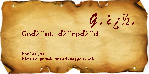 Gnámt Árpád névjegykártya